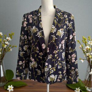 TOMMY HILFIGER Navy Blue Floral Blazer Jacket Size 16